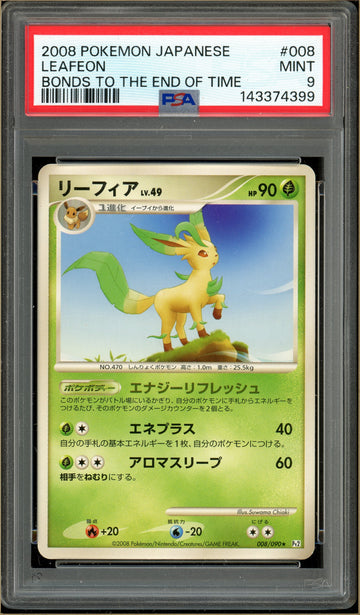 Pokémon - Japanese Leafeon Bonds to The End Of Time Unlimited #008 PSA 9