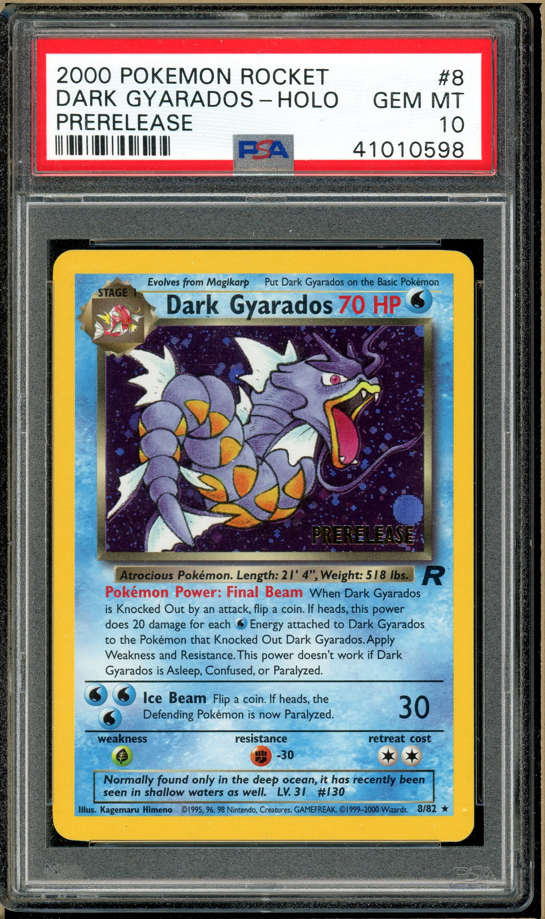 Pokémon - Dark Gyarados Holo - Prerelease Team Rocket #8 PSA 10
