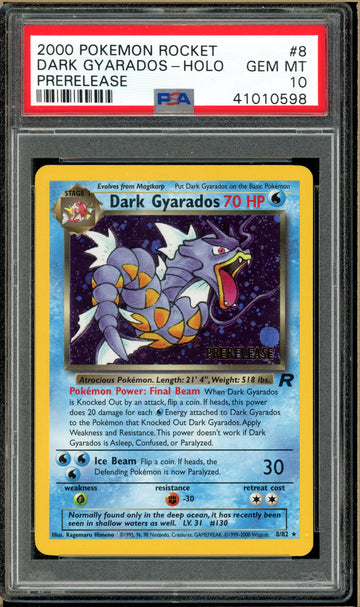 Pokémon - Dark Gyarados Holo - Prerelease Team Rocket #8 PSA 10