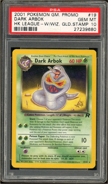 Pokémon - Dark Arbok - HK League Gold Stamp  #19 PSA 10
