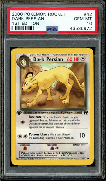 Pokémon - Dark Persian - Team Rocket 1st Edition #42 PSA 10