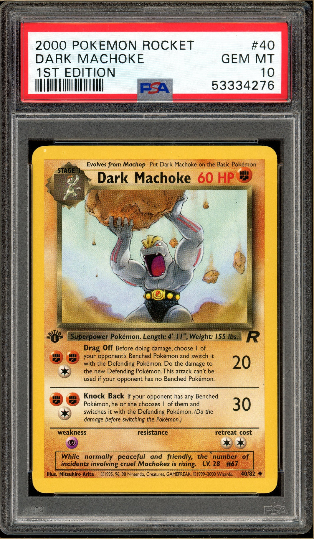 Pokémon - Dark Machoke - Team Rocket 1st Edition #40 PSA 10
