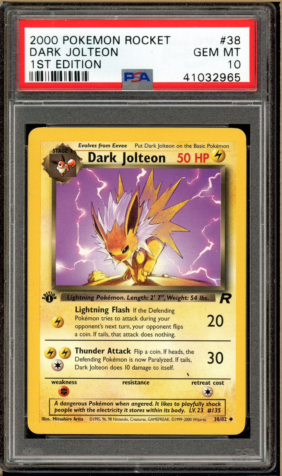 Pokémon - Dark Jolteon - Team Rocket 1st Edition #38 PSA 10