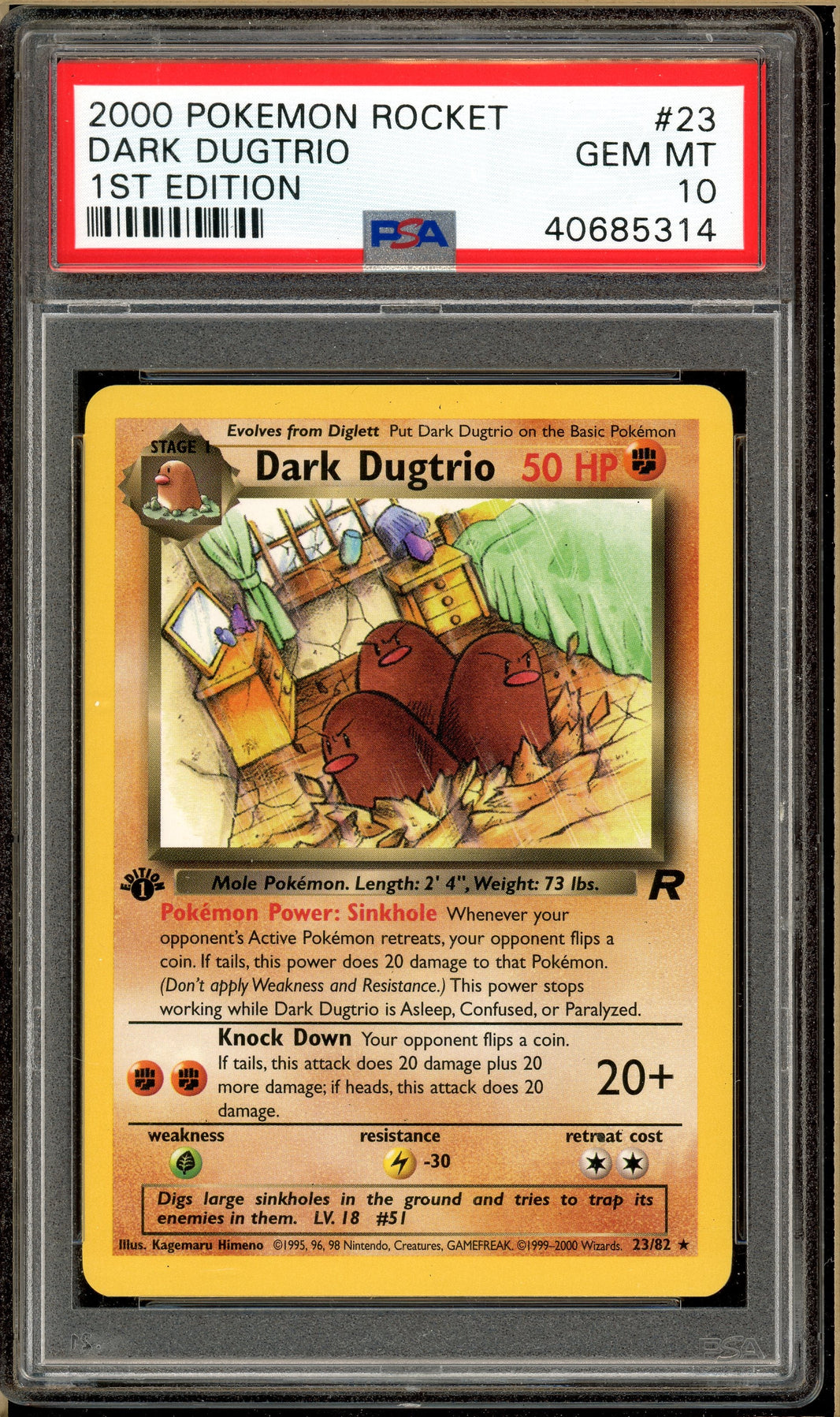 Pokémon - Dark Dugtrio - Team Rocket 1st Edition #23 PSA 10