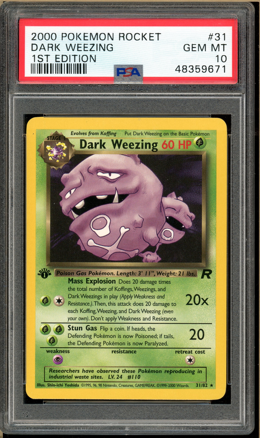 Pokémon - Dark Weezing - Team Rocket 1st Edition #31 PSA 10