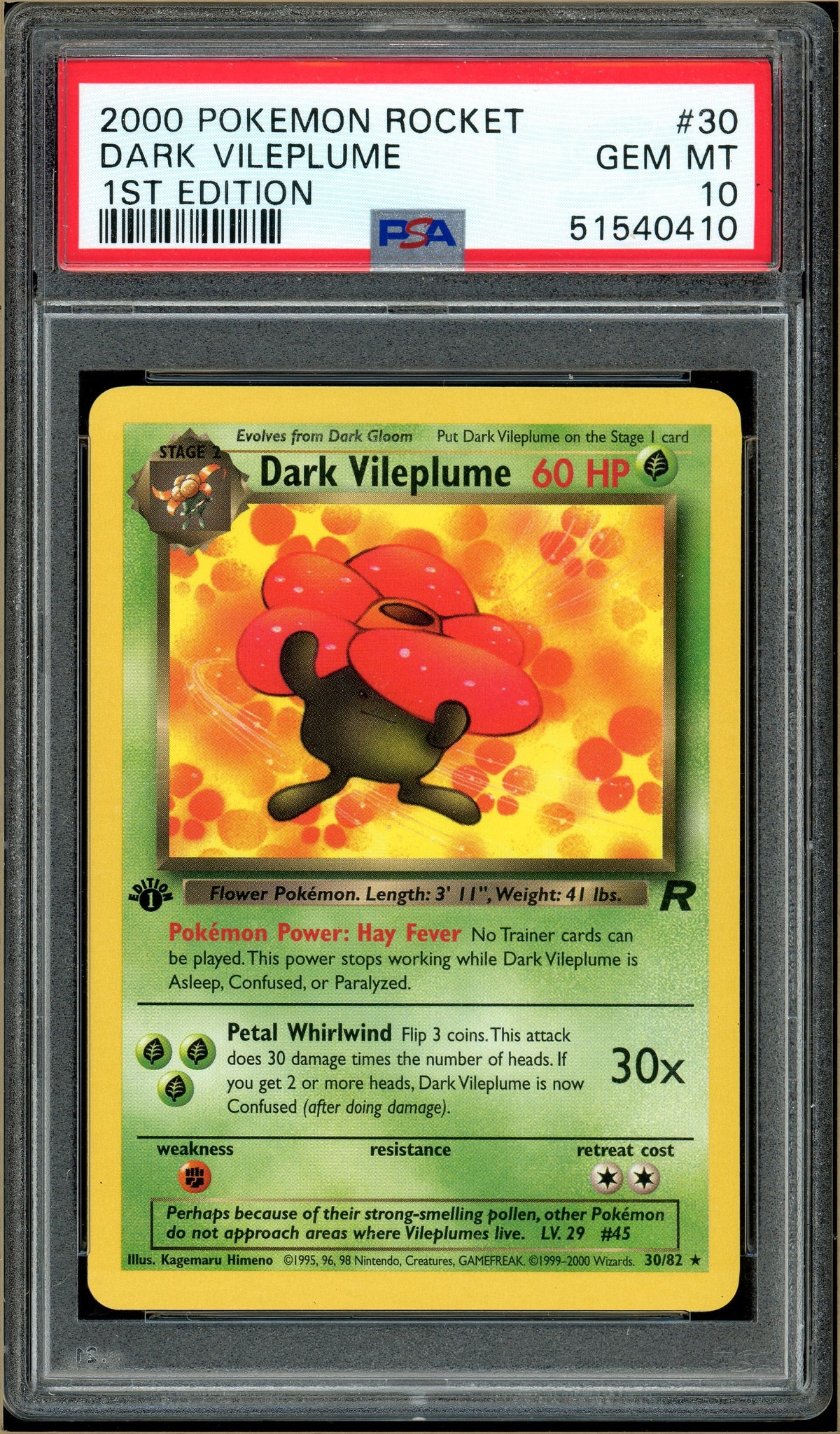 Pokémon - Dark Vileplume - Team Rocket 1st Edition #30 PSA 10