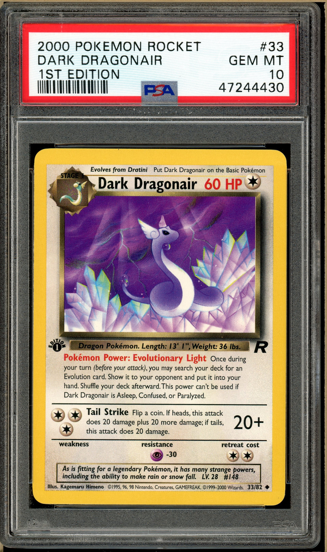 Pokémon - Dark Dragonair - Team Rocket 1st Edition #33 PSA 10