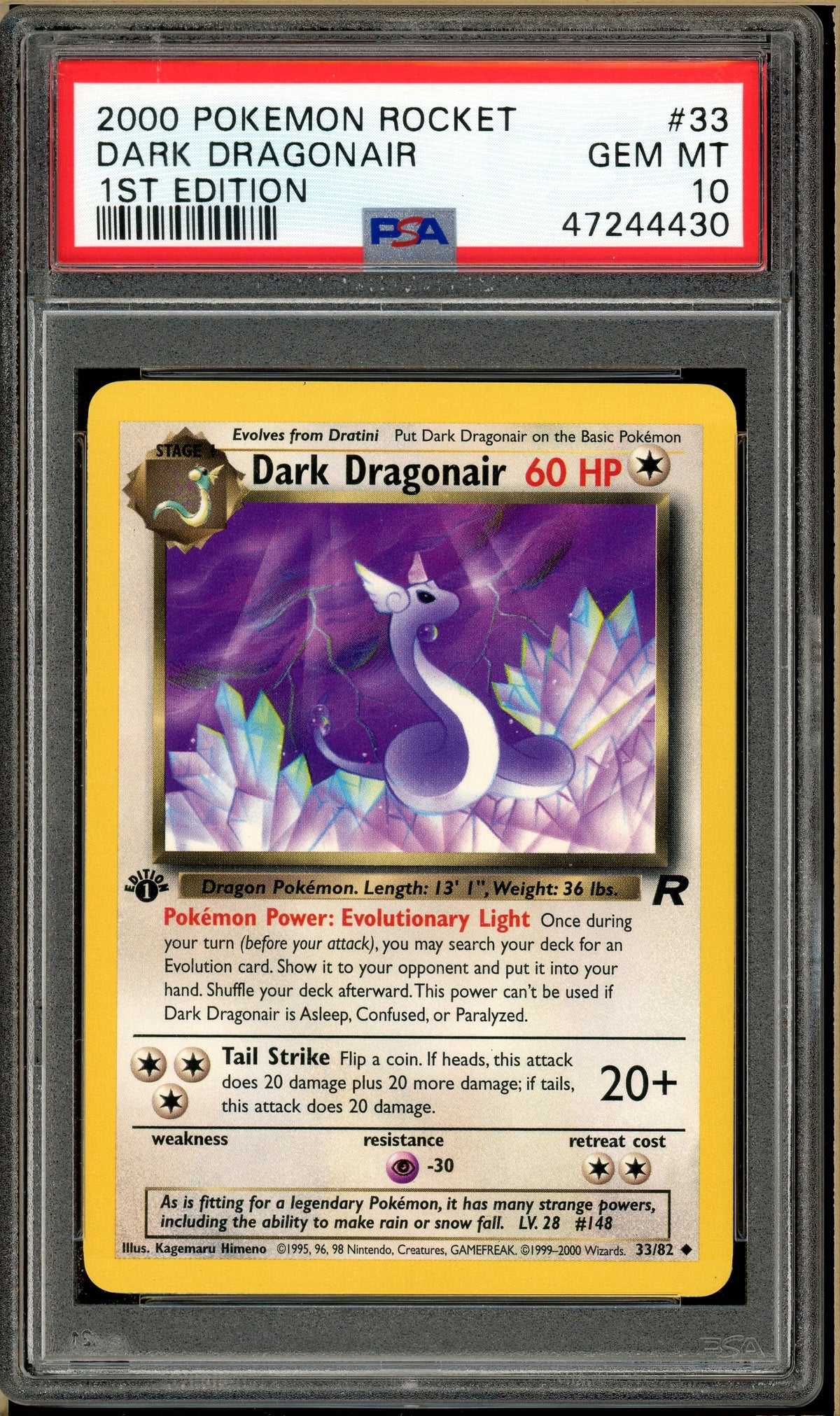 Pokémon - Dark Dragonair - Team Rocket 1st Edition #33 PSA 10
