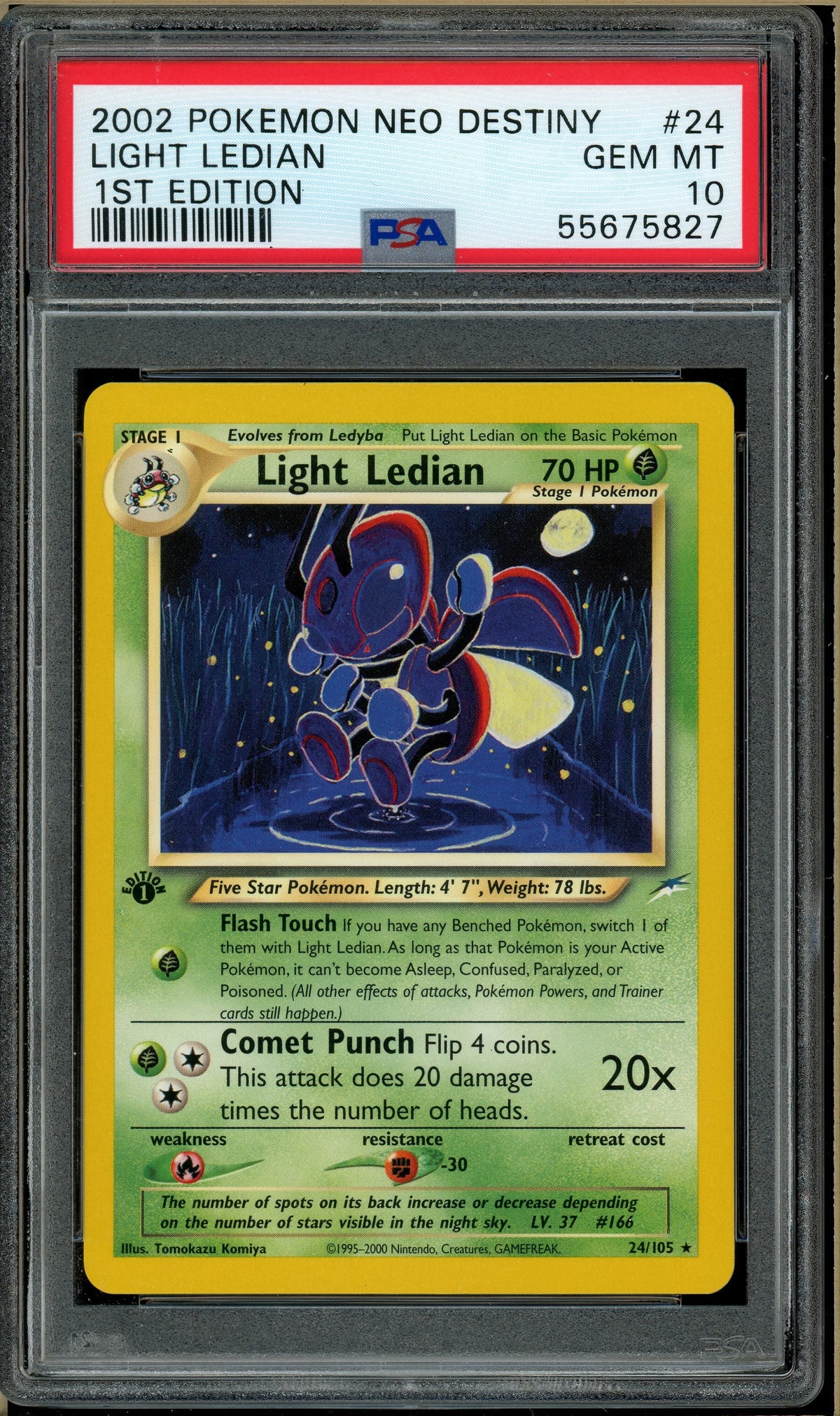 Pokémon - Light Ledian Neo Destiny 1st Edition #24 PSA 10