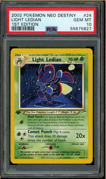 Pokémon - Light Ledian Neo Destiny 1st Edition #24 PSA 10