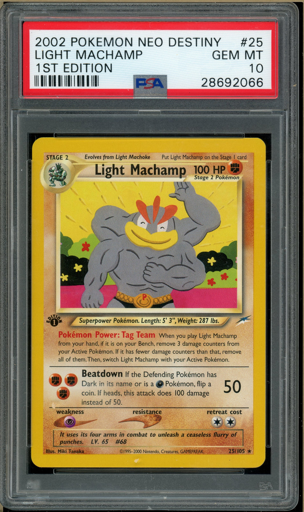 Pokémon - Light Machamp Neo Destiny 1st Edition #25 PSA 10