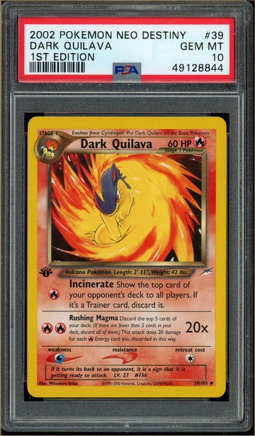 Pokémon - Dark Quilava Neo Destiny 1st Edition #39 PSA 10