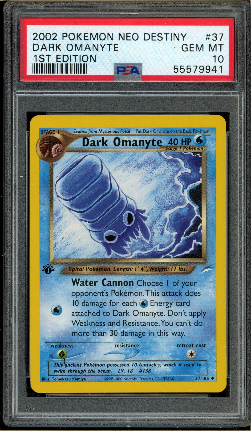 Pokémon - Dark Omanyte Neo Destiny 1st Edition #37 PSA 10