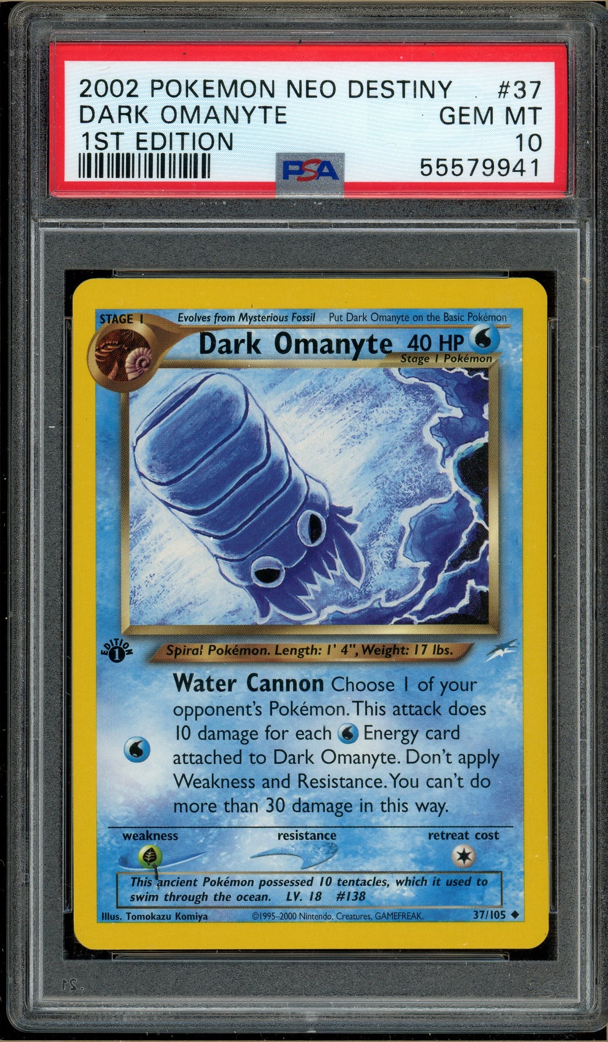 Pokémon - Dark Omanyte Neo Destiny 1st Edition #37 PSA 10