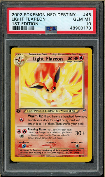 Pokémon - Light Flareon Neo Destiny 1st Edition #46 PSA 10