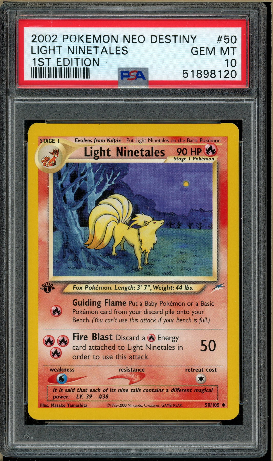 Pokémon - Light Ninetales Neo Destiny 1st Edition #50 PSA 10