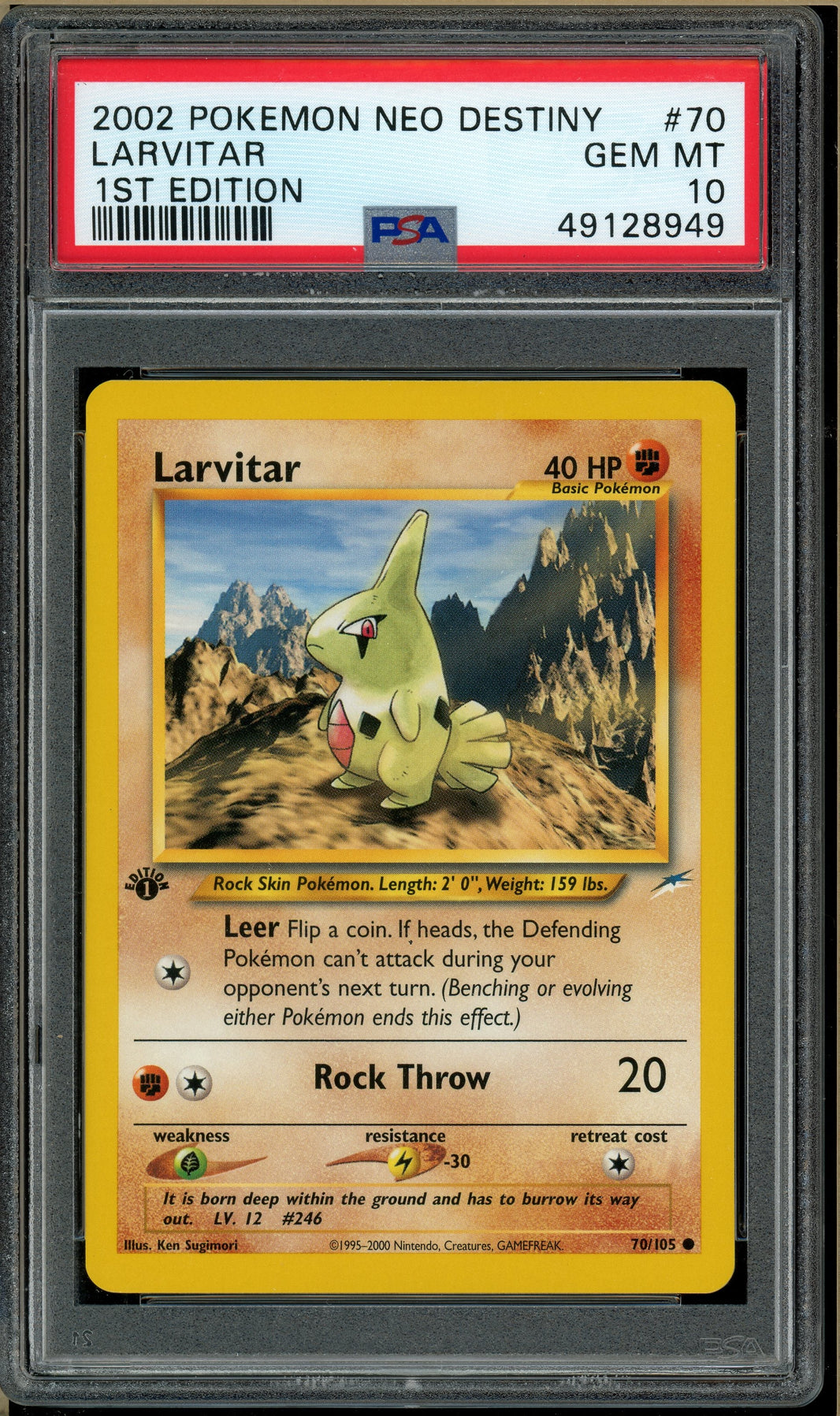 Pokémon - Larvitar, Neo Destiny 1st Edition #70 PSA 10