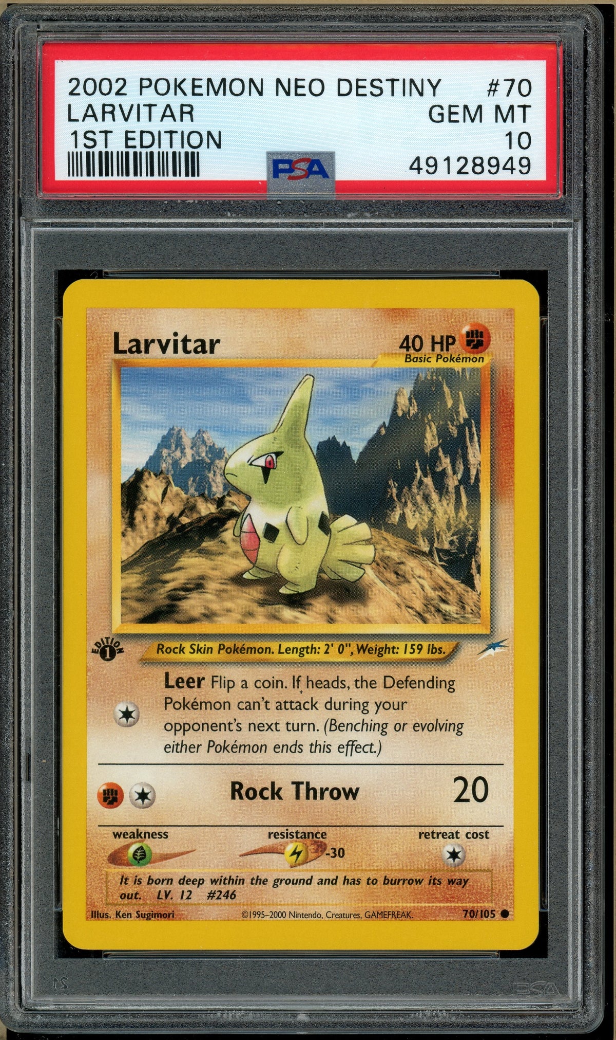 Pokémon - Larvitar, Neo Destiny 1st Edition #70 PSA 10