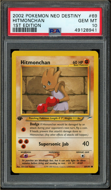 Pokémon - Hitmonchan, Neo Destiny 1st Edition #69 PSA 10