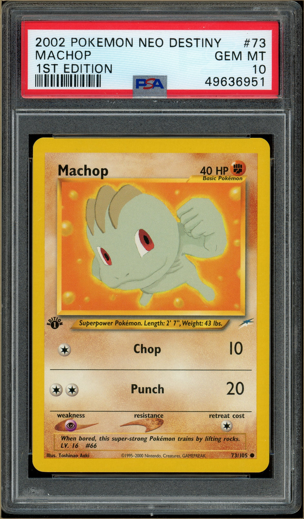 Pokémon - Machop, Neo Destiny 1st Edition #73 PSA 10