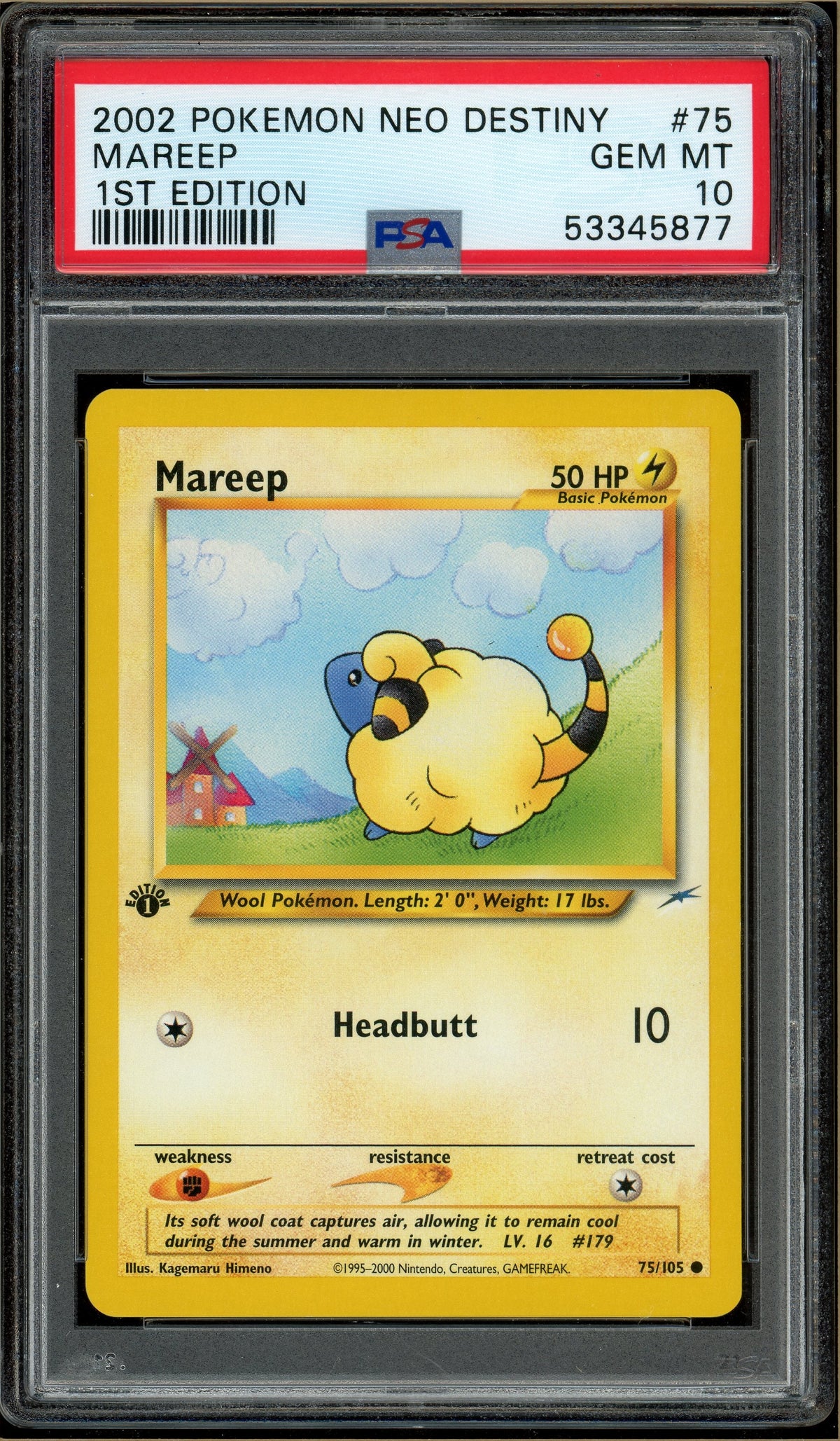 Pokémon - Mareep, Neo Destiny 1st Edition #75 PSA 10